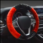 Car Steering Wheel Cover with Short Plush Fabric Warm for Winter 38cm or Customization Acceptable Low MOQ Fast Delivery
