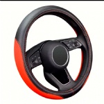 Microfiber Leather Auto Car Steering Wheel Cover,Universal Fit 15 Inch Anti-Slip Wheel Protector (Black)