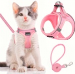 No Pull Adjustable Reflective Puppy AIR MESH Harness leash set with Padded Vest for Extra-Small/Small Medium Large Dogs and Cats