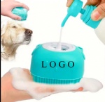 Custom Soft Pet Bathroom Floating Hair Grooming Cats And Dogs Shampoo Dispenser Massage Bathing Silicone Pet Bath Brush