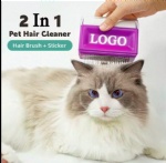 Custom Logo 2 In 1 Pet Comb Automatic Hair Removal Comb Knotting Grooming Self Cleaning Pet Brush For Cat And Dog
