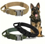 Adjustable Luxury Fancy Nylon Pet Training Tactical Dog Collar for Medium Large Dogs