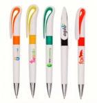 Full color Digital UV sublimate heat-transfer printing custom logo Promotional White body Curvy Ball Pens