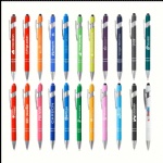 soft rubber coating aluminium metal ball pen with stylus touch screen for smartphone-custom logo
