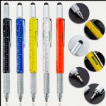 custom gift multi-fuctional 7 in 1 metal tool ball pen with stylus touch ruler spirit level gradienter and screwdriver