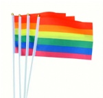 Custom 100% Polyester Lgbtq Hand Waving Rainbow Lesbian LGBT Gay Pride Hand Held Flags