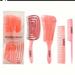 custom logo salon hairdresser barbershop pink massage brush comb set eight-claw comb