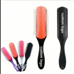 Custom Logo Classic Easy Clean Removable hair styling Brush 9 Row Detangling Hairbrush Curly Denman Brush
