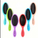 Custom Logo Massager Wet Dry Detangling Hair Brush Soft Cushion Nylon Detangle Brushes