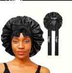Large Women Silk Satin Bonnet Premium Elastic Band Custom Bonnets with Logo Sleeping Hats for Curly Braid Hair
