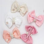 Pearls Hairclips Toddler Girls Cute Ribbon Bow Hairclips Boutique DIY Baby Girl Hair Accessories
