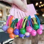 2PCS/Set Candy colors two balls cute elastic hair bands bead decoration high ponytail holder for kids