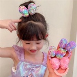 Sequin Butterfly Head Rope Cute Little Girl Shiny Bowknot High Elastic Large Intestine Hair Ring Tie Headwear for Children