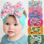 Baby Girls Hair Accessories Stretchy Nylon Bow Turban Headband Knit Wide Nylon Headband