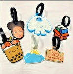 Cute Character Design Travel Suitcase Bag Custom Silicone PVC Rubber Luggage Tags With Plastic Buckle ID Card