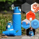 Collapsible Reusable Portable Leak Proof Sports BPA Free Silicone Foldable Water Bottles for Gym Camping Hiking with Carabiner