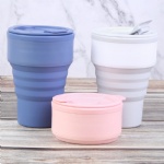 Bpa Free Eco-Friendly Portable Foldable Reusable Collapsible 375ml Travel Silicone Coffee Mug Cup With Lid