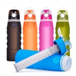 Custom Best Outdoors Running Hiking Travel Carbon Filter Portable 1L Clear Container Silicone Collapsible Water Bottles