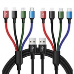 Nylon Braided Micro USB Type C 3 4 in 1 3A Multi Phone Charger Fast Charging USB Data Cable
