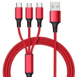 Promotional USB 3.1 Type C To USB C Braided Fast Charging 3-In-1 Data Cable