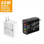 45W 5V LED Digital Display Fast Charger with 4 USB port Smart Charging For iphone 13 14 15 pro max