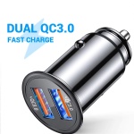 Small Mini Portable Usb C Phone Car Charger Pd 18W 20W 2 Port Usb Qc3.0 Mobile 2 In 1 Dual Fast Charging Metal Car Charger