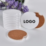 DIY custom wholesale cheap round white blank sublimation water absorbent drink coasters cork back ceramic car coasters