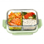 Glass Crisper with Cover Lunch Box Microwave Glass Bowl for Kitchen Picnic or Office