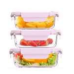 Classic Hot Sale Round Home Decor Clear glass fruit salad bowl set food storage & container with PP lid Glass Bowl Cookware Sets