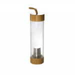 double borosilicate glass water bottle with bamboo cover