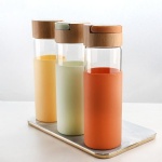 450ml for Hot Cold Tea Glass Water Bottle with Handle Lid and bamboo lid silicone sleeve bottle