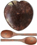 coco nut shell set heart-shaped coconut shell bowl organic vegetarian gifts +coconut shell bow