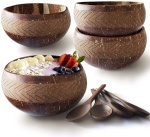 Dia 13,5cm-16cm Serving Hot or Cold Food Hand Carved Coconut Shell Bowl fancy creative coco tall bowl