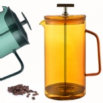 French Press Coffee Maker Pot, Double Wall Borosilicate Glass 304 Stainless Steel Clear Coffee Press 350 ml