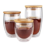 Double Wall Cups Glass 8 OZ - Insulated Thermal Mugs Glasses For Tea, Coffee, Latte, Cappuccino, Cafe, Milk