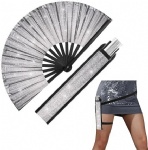 Glitter Large Rave Folding Clack Handheld Custom Fan with Leg Strap and Fabric Case Bag For Music Festival