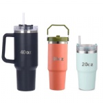 40oz Travel Tumbler with Handle Reusable Multi Size Coffee Mug Cup With Lid and Straw