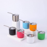 4oz mini tumbler stainless steel wine shot glass double wall vacuum tumbler with steel straw and lid