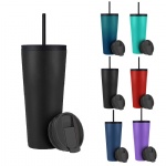16oz 20oz 24oz 2lids Vacuum Insulated Stainless Steel Bottle Double Walled Travel Mug Coffee Flask Tumbler with Straw