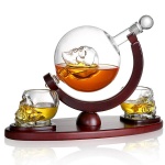 Cocktail Wine Glass Bottle Whiskey Decanter Gift 850ml 28oz Liquor Skeleton Globe Decanter Set with Glasses Cup
