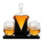 Custom Shaped 1000ml 33oz Gift Set Alcohol Liquor Vodka Whiskey Bourbon Rum Bottle Diamond Wine Decanter with Stopper