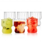 Ice Cream Bowl Parfait Fruit Mug Water Tumbler Puddings Cute Durable Ribbed Glass Can Dessert Cup for Cocktail Juice Beer Wine