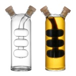 Handmade Customized 2 In 1 Oil Vinegar Dispenser Glass Oil And Vinegar Cruet storage jar Kitchen Accessories with Cork Stoppers