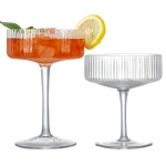 Vintage Fashion Ribbed Crystal Cocktail Coupe Glasses Unique Stemmed Margarita Martini Glass Set for Bar and Liquor Art Drinking