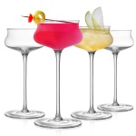 Crystal Cocktail 8oz Stemless Margarita Liquor Drinking Bar Jigger Hand Blown Dessert Coupe Glass Cups Martini Glasses Set of 4