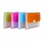 A4 Plastic Transparent Candy Color Expanding File Folder With Handle