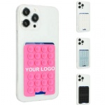 Custom Logo Multi Function Silicone Mobile Phone Holder with Credit Card Pocket Portable Soft Stick-on Phone Grip Suction