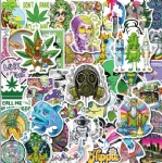 Fantasy series Hippie marijuana sticker personalized green leaf creative trend graffiti cartoon character animation sticker