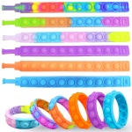 Adult Kids Stress Relief Wearable Silicone Pop Push Bubble Sensory Fidget Toy Wristband Push Fidget Bracelet Toys