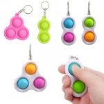 Antistress Simple Squeeze Fidget Sensory Toy Keychain, Mini Pop Push Bubble Dimple Keychain for Kids Adult